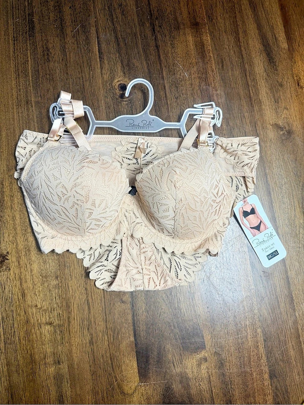 Rene Rofe 2 Piece Lace Bra & Bikini Set 38C/XL